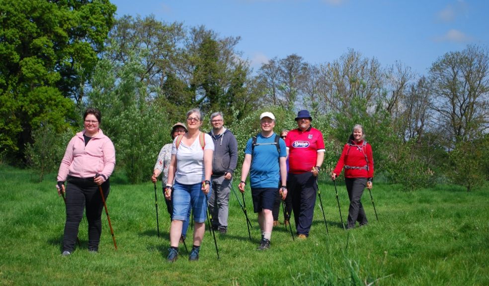 Nordic Walkers enjoy a session with Sue Holden (who’s at the back of the group) at Cranbrook Country Park. Photo: Dominic Caton.